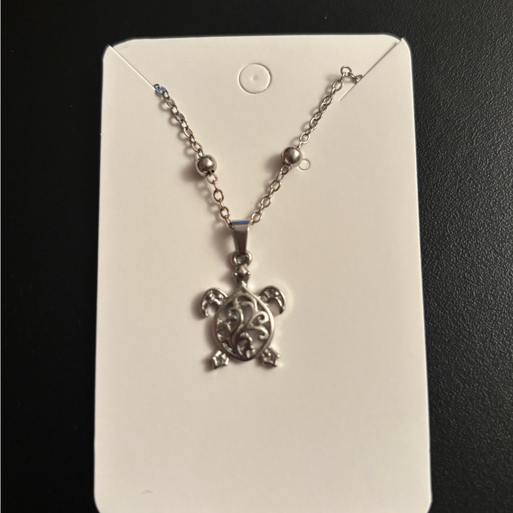 Silver Turtle Pendant Anklet